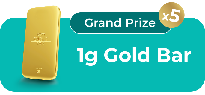 Grand Prize x5 - 1g Gold Bar
